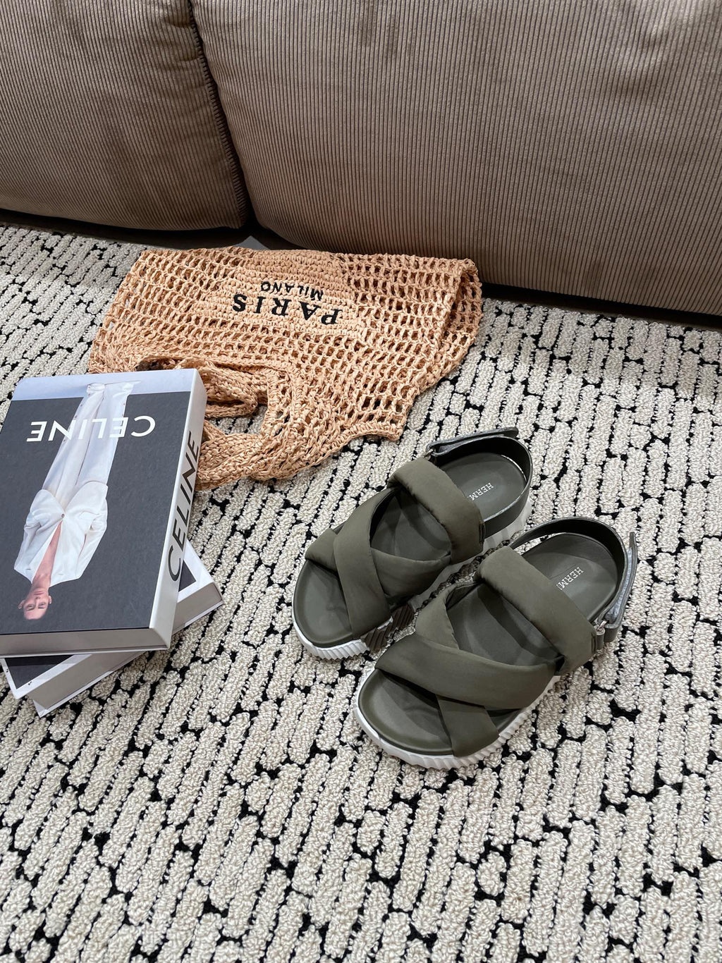 HERMES ELECTRIC SANDAL SHADOW CALFSKIN