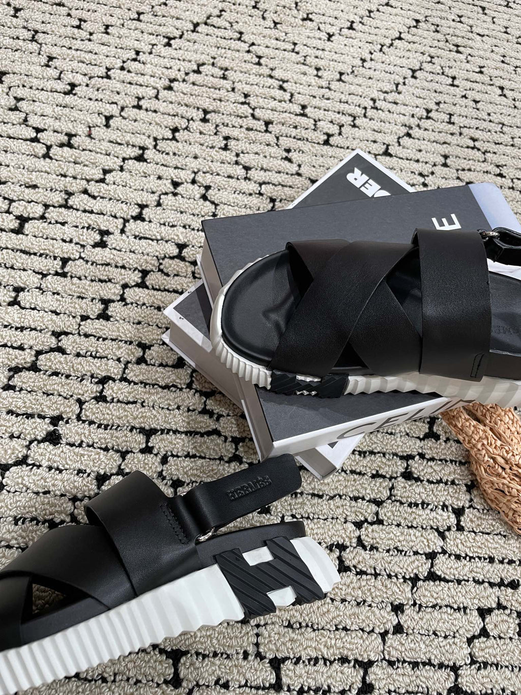 HERMES ELECTRIC SANDAL BLACK CALFSKIN