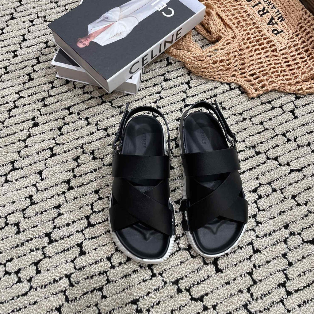 HERMES ELECTRIC SANDAL BLACK CALFSKIN