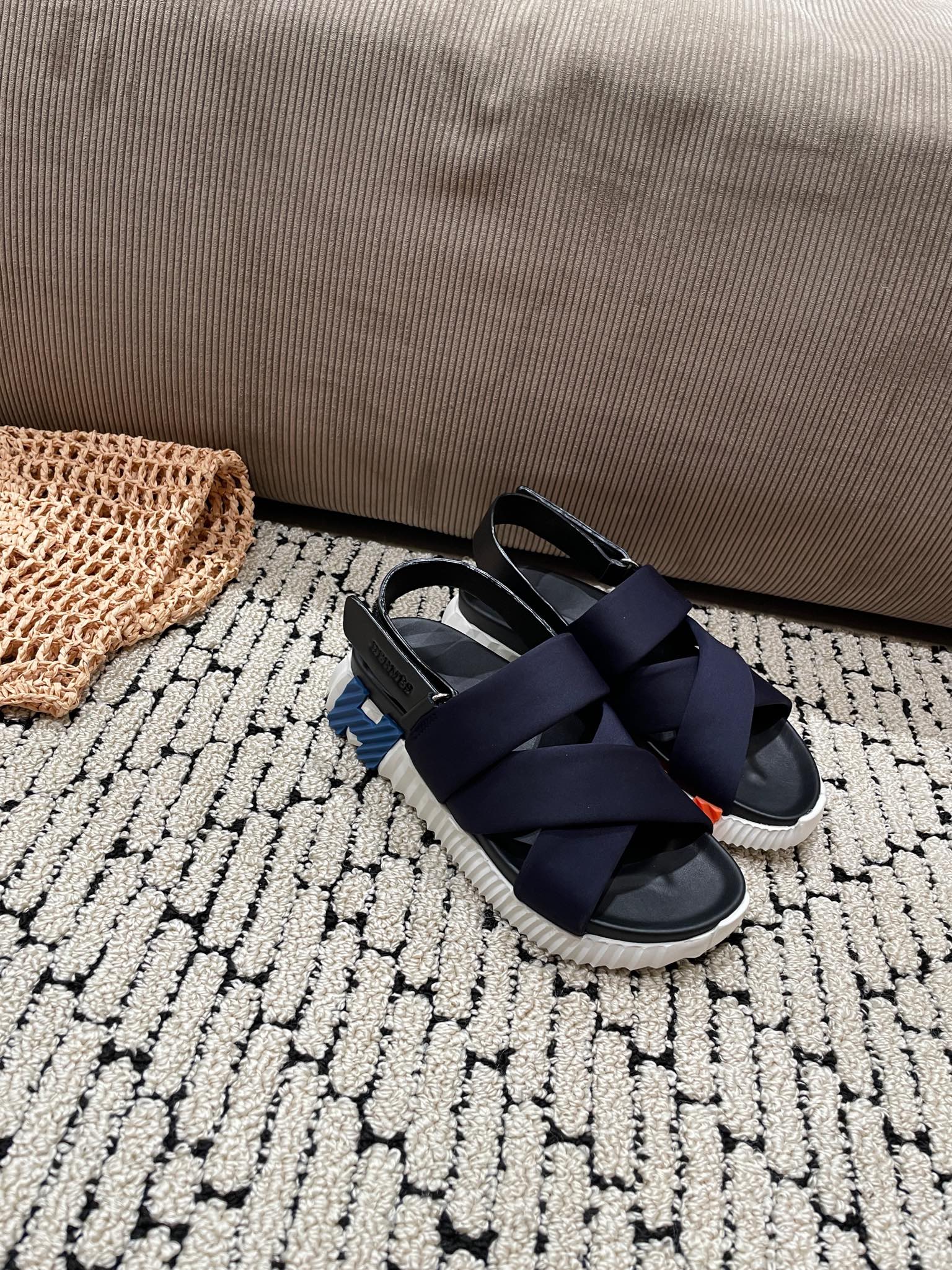 HERMES ELECTRIC SANDAL BLACK MIX CHARCOAL BLACK CALFSKIN
