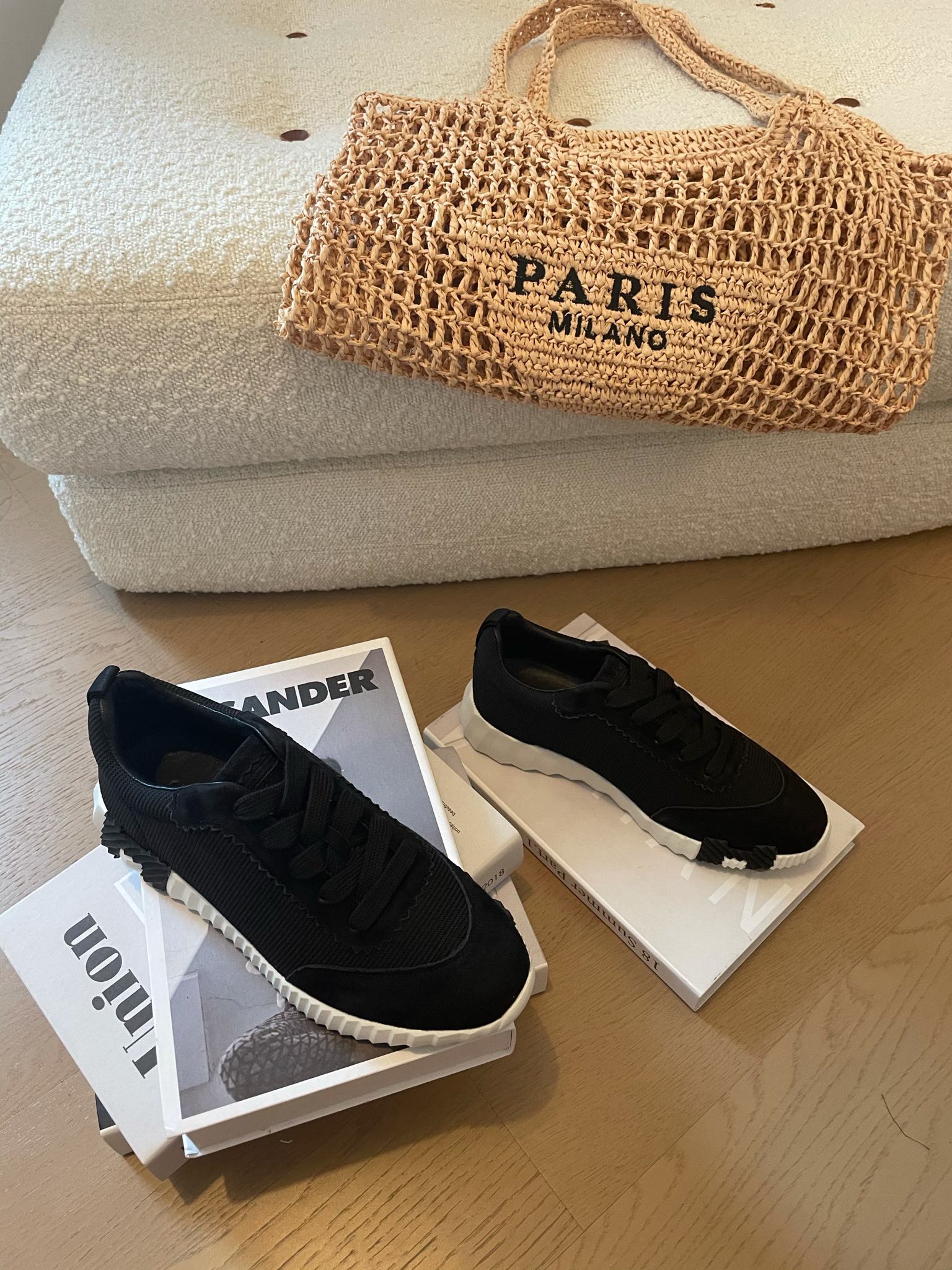 HERMES BOUNCING SNEAKERS BLACK CALFSKIN