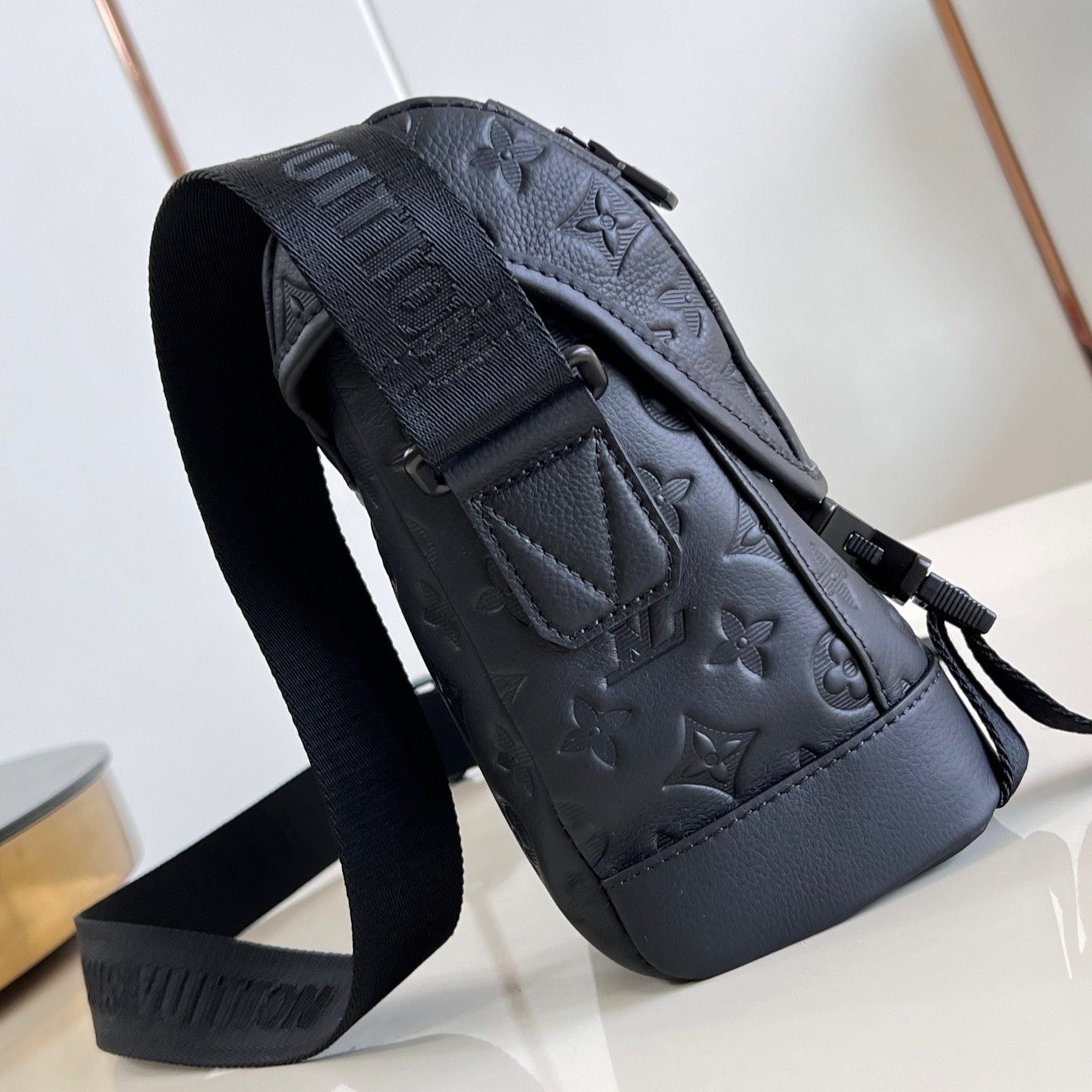 LOUIS VUITTON MESSENGER VOYAGER PM 33 IN BLACK MONOGRAM SHADOW CALFSKIN