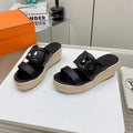 HERMES ITHEA 85 MM ESPADRILLE IN BLACK CALFSKIN