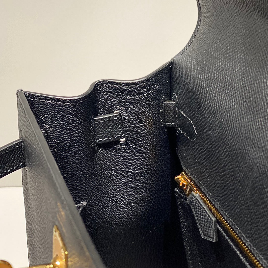 HERMES KELLY 25CM IN NOIR EPSOM CALFSKIN GOLD HARDWARE