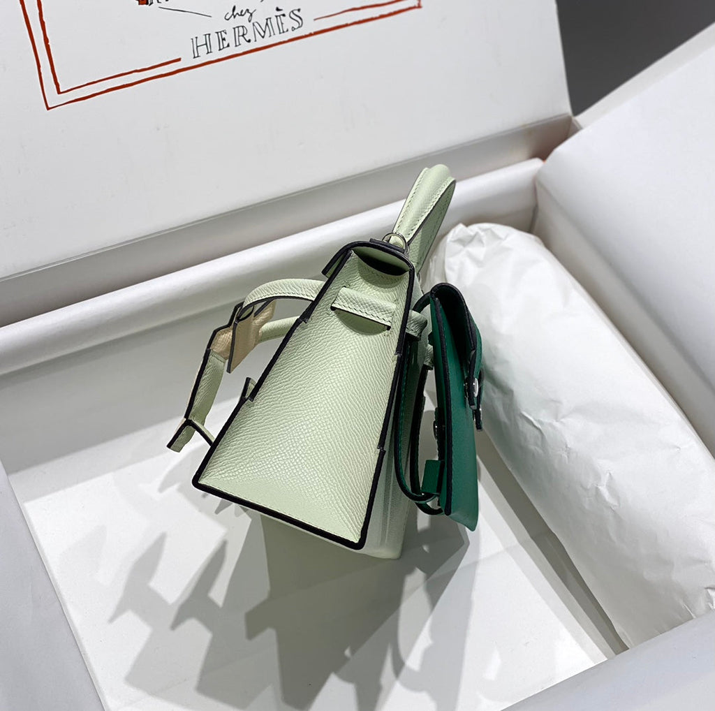 HERMES KELLY DOLL 18 IN LIGHT GREEN CALFSKIN