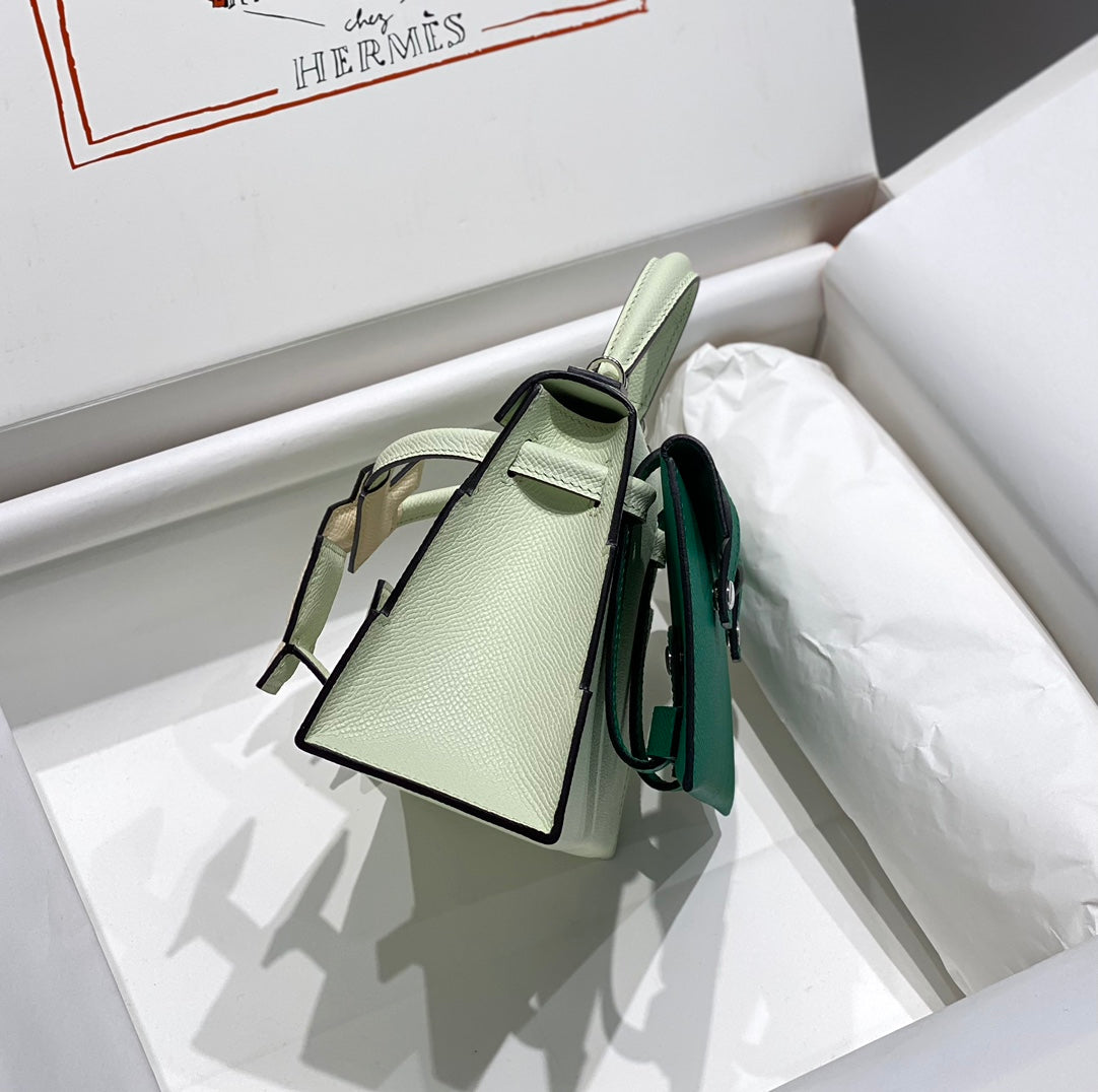 HERMES KELLY DOLL 18 IN LIGHT GREEN CALFSKIN