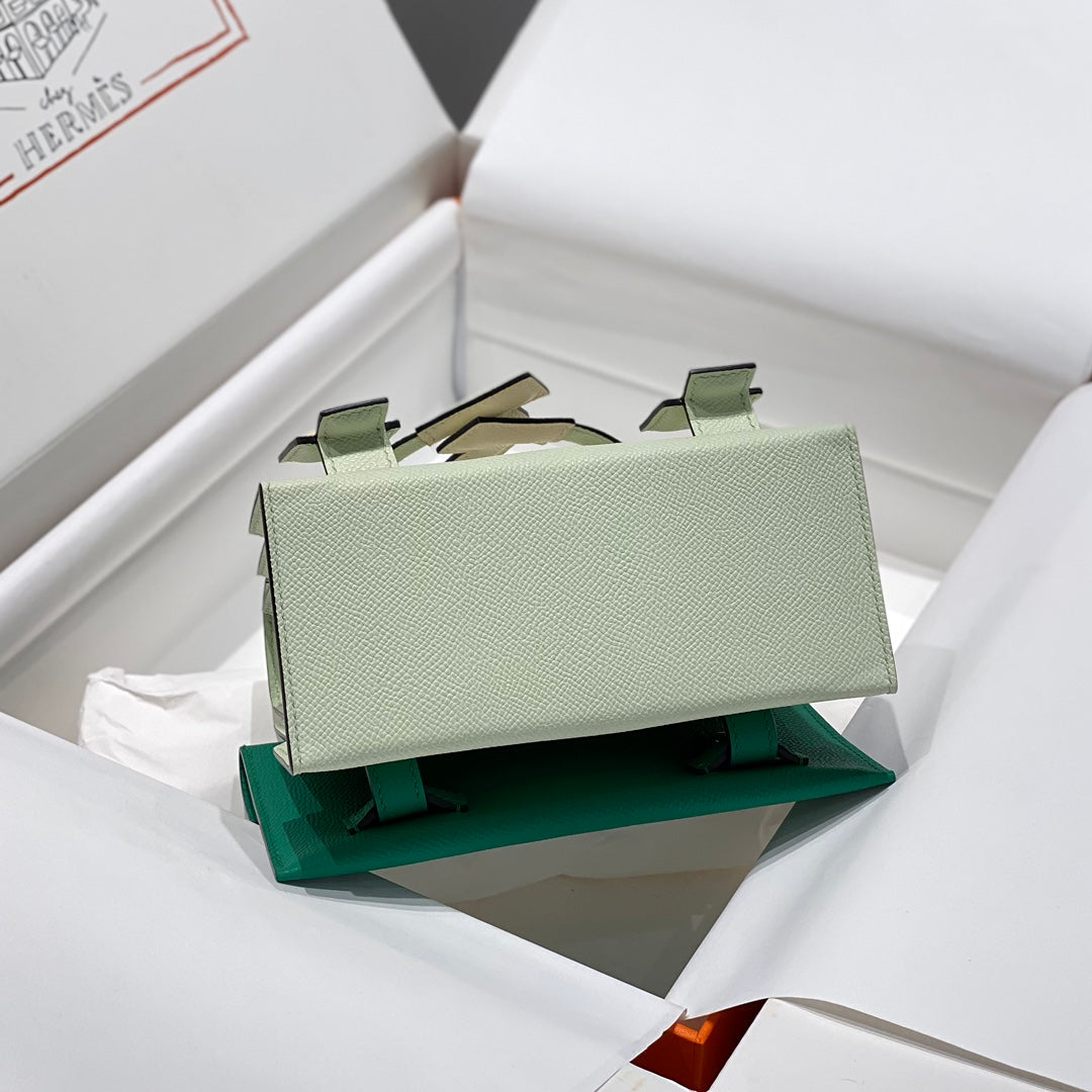 HERMES KELLY DOLL 18 IN LIGHT GREEN CALFSKIN