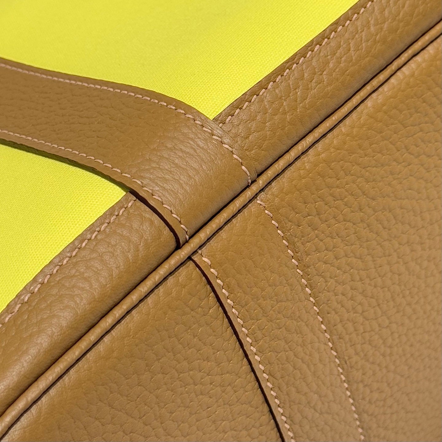 HERMES GARDEN PARTY 30CM IN YELLOW TOILETS COTTON CANVAS AND BEIGE MARFA CALFSKIN