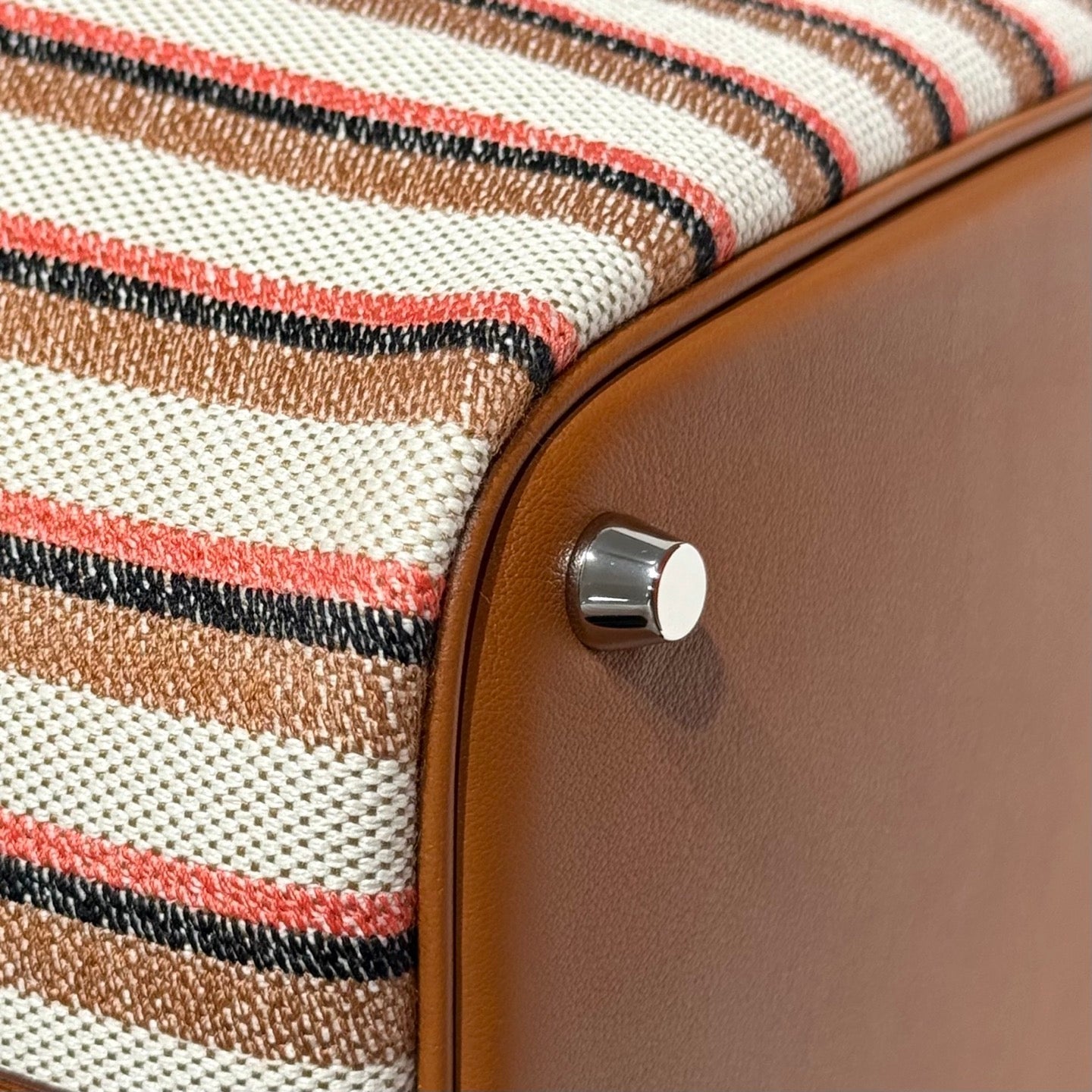 HERMES PICOTIN LOCK 18 BAG IN GOLD CALFSKIN ÉCRU/BEIGE/FAUVE/ROSE POP/NOIR EMBROIDERY CANVAS
