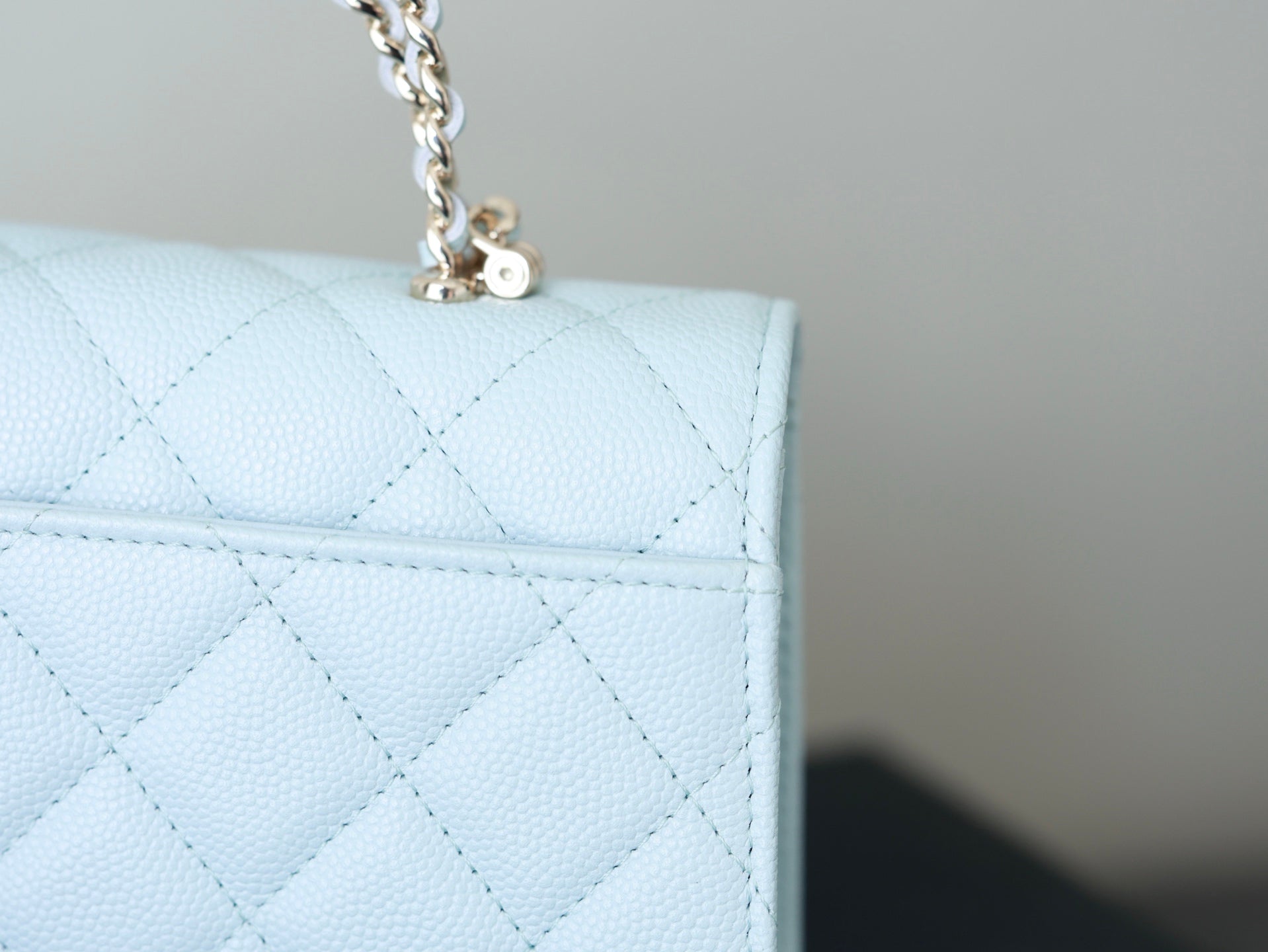CHANEL 25S KELLY IN PASTEL BLUE LAMBSKIN WITH SILVER HARDWARE