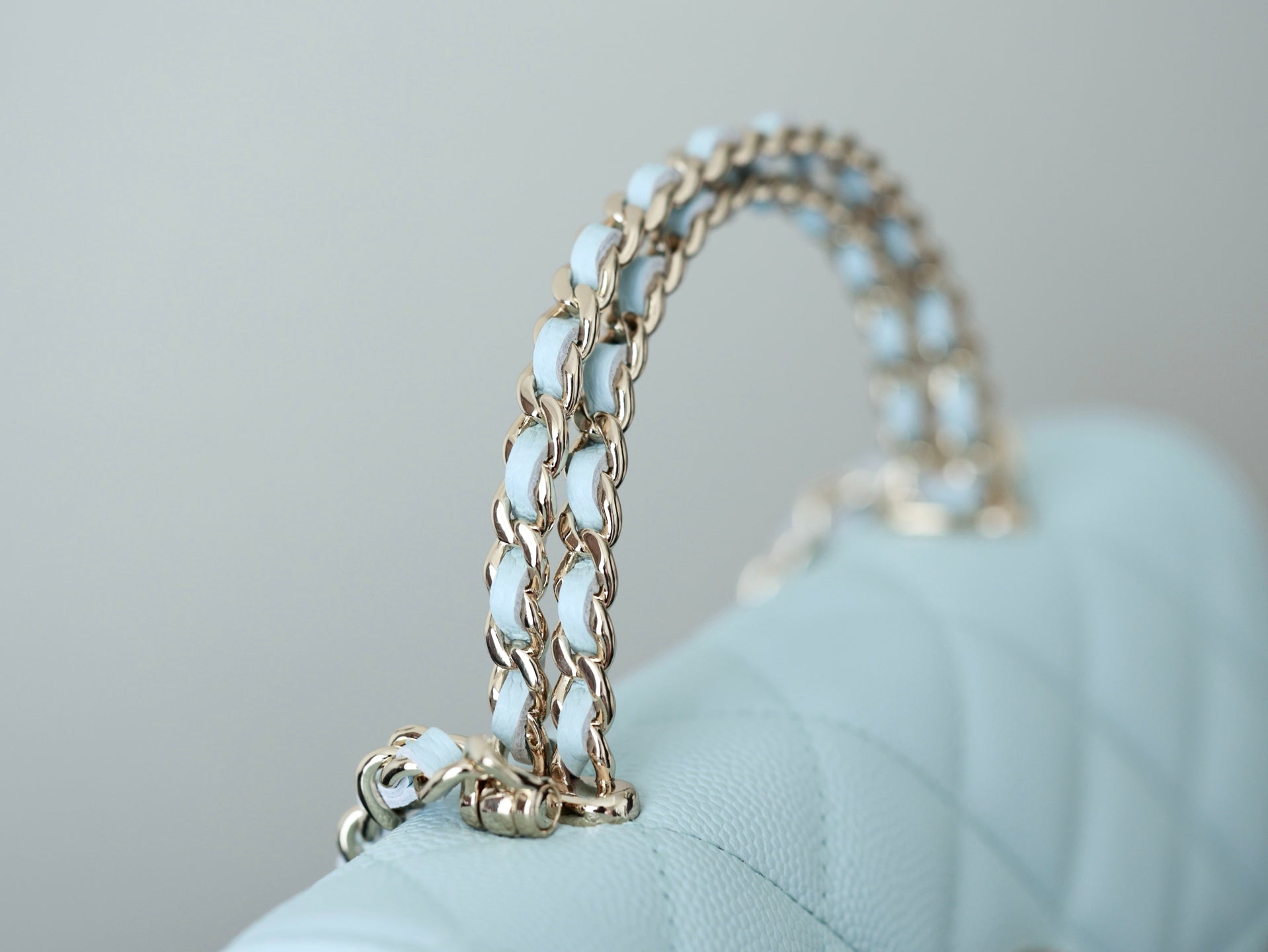 CHANEL 25S KELLY IN PASTEL BLUE LAMBSKIN WITH SILVER HARDWARE