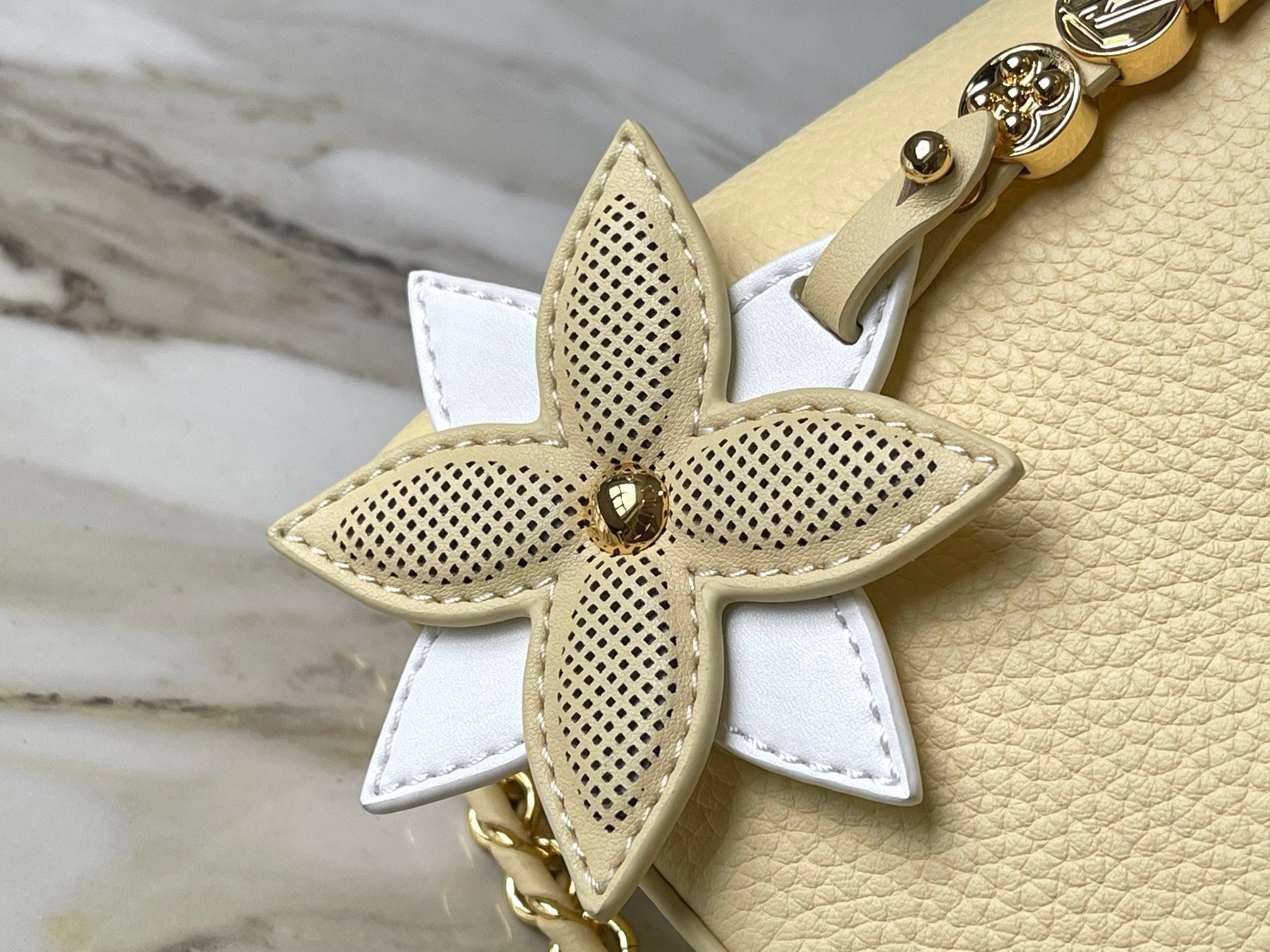 LOUIS VUITTON CAPUCINES EAST-WEST MINI 22 IN BANANA YELLOW TAURILLON GOLD HARDWARE