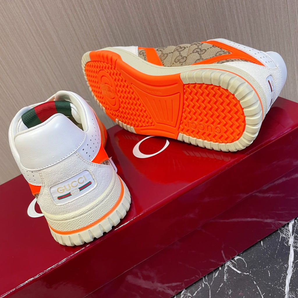 GUCCI Retro Sneakers for Couples White Tiger orange