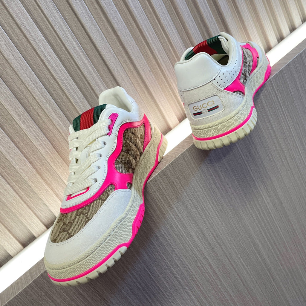 GUCCI Retro Sneakers for Couples White Shocking Pink