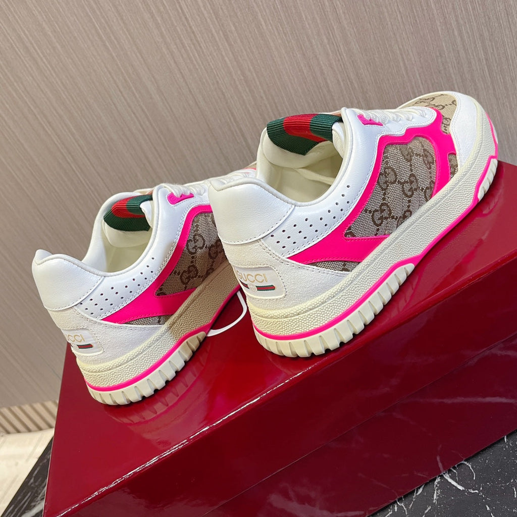 GUCCI Retro Sneakers for Couples White Shocking Pink