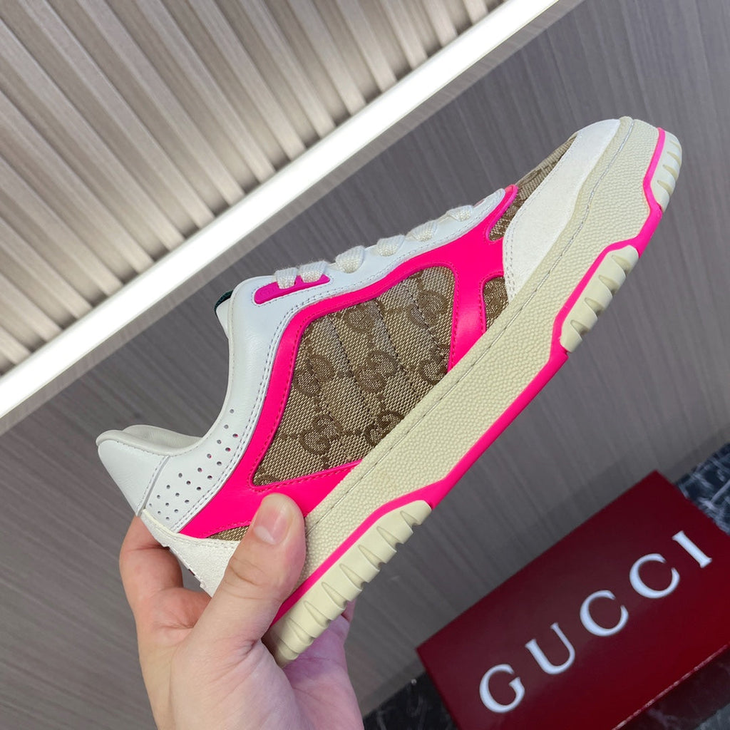 GUCCI Retro Sneakers for Couples White Shocking Pink
