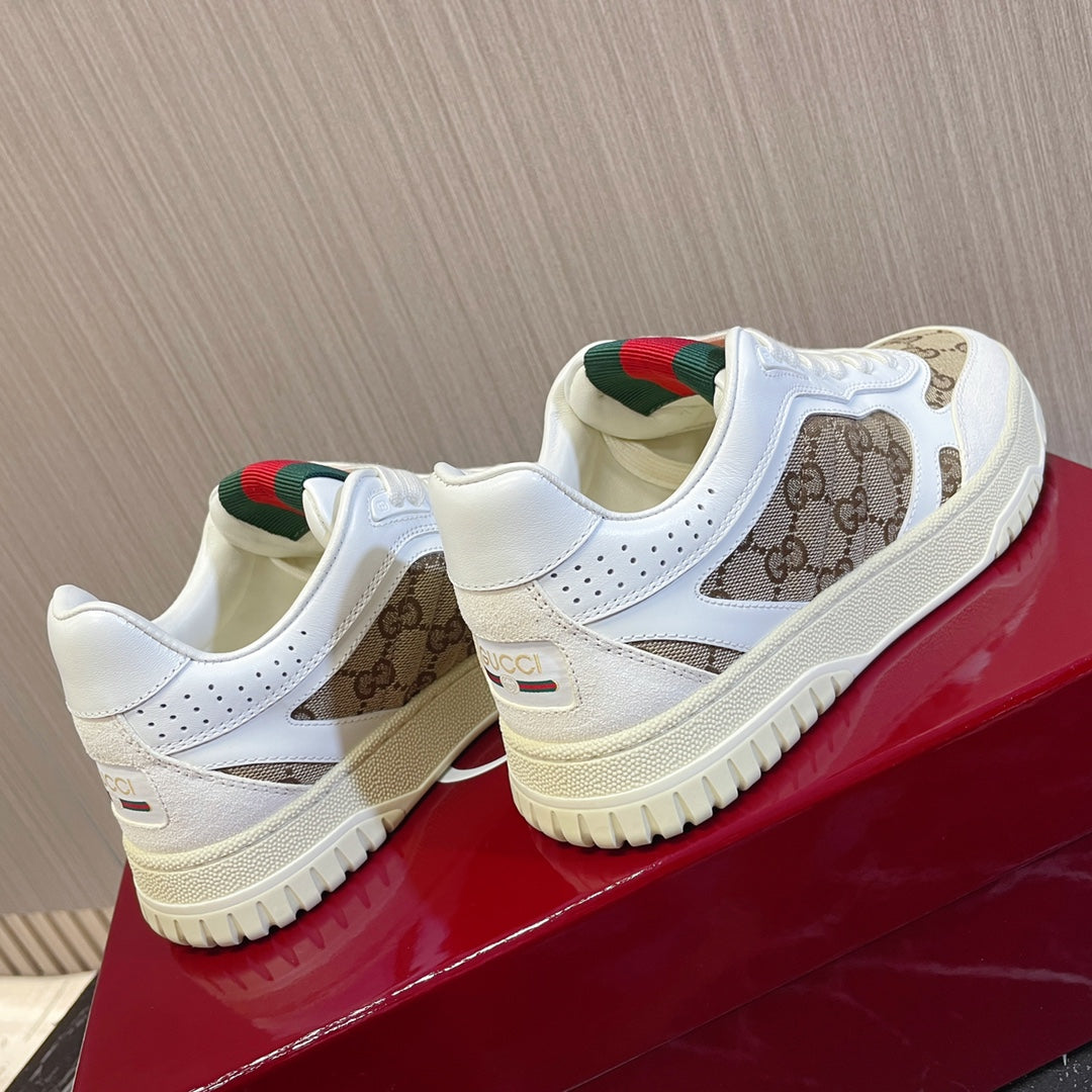GUCCI Retro Sneakers for Couples White Brown