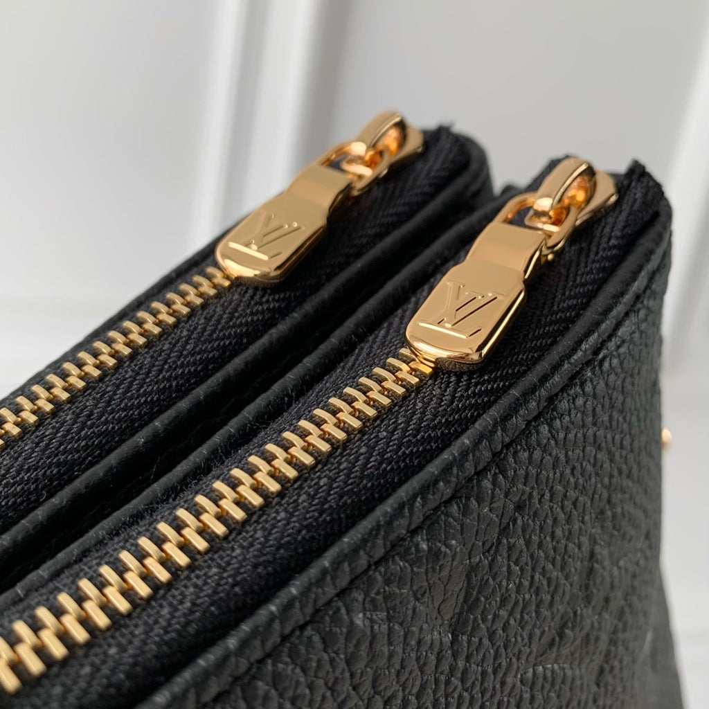 LOUIS VUITTON LIV POCHETTE BAG 24 IN BLACK MONOGRAM EMPREINTE LEATHER