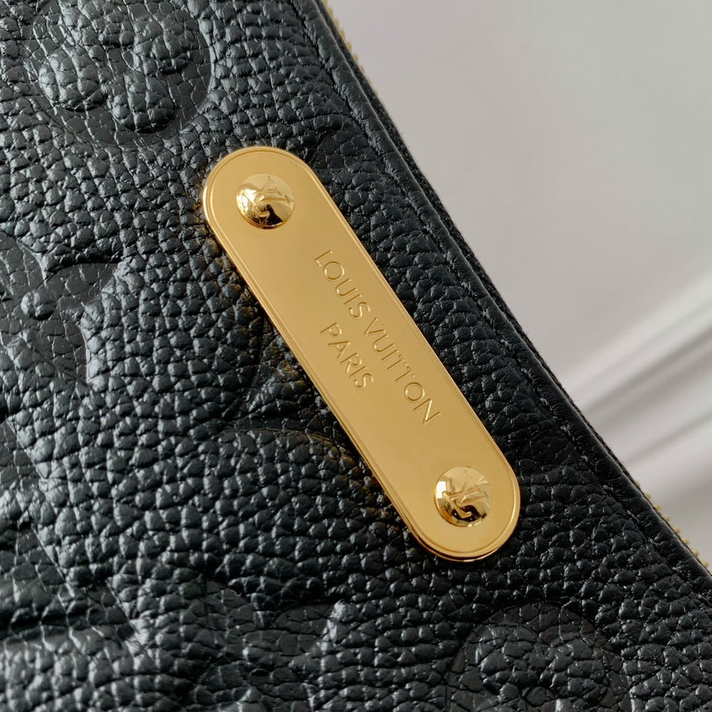 LOUIS VUITTON LIV POCHETTE BAG 24 IN BLACK MONOGRAM EMPREINTE LEATHER