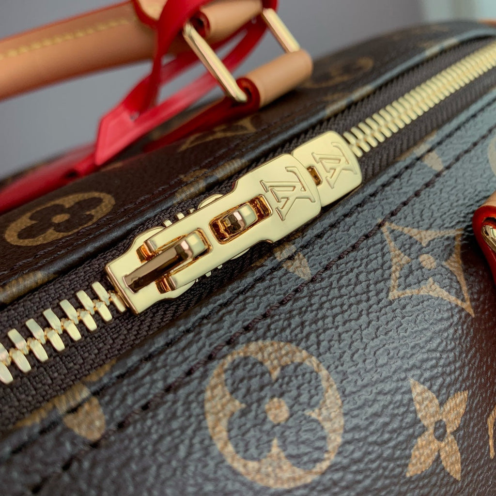 LOUIS VUITTON SPEEDY 30 SOFT CRAFTY IN BROWN MONOGRAM CALFSKIN RED TAG