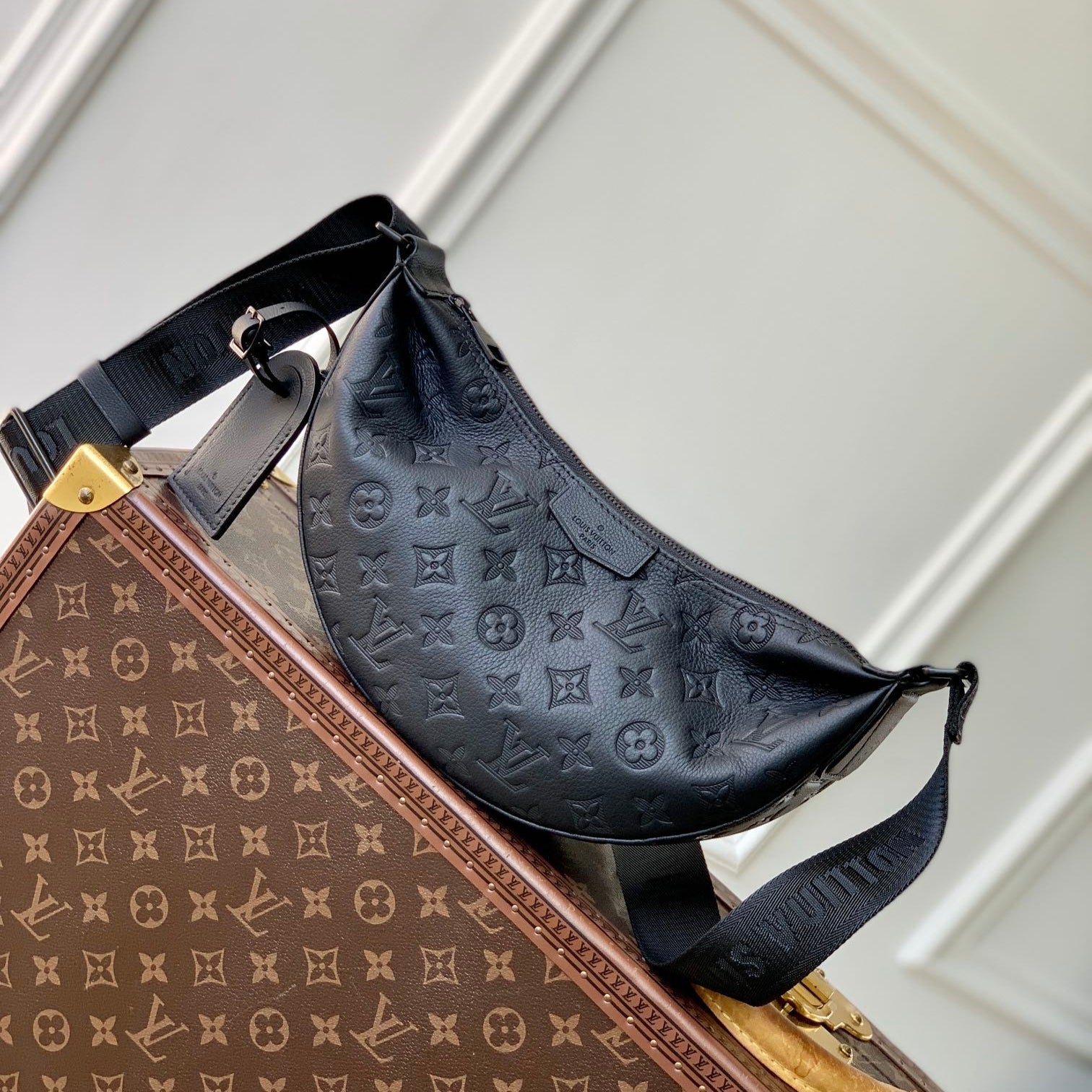 LOUIS VUITTON HAMAC BAG 28 IN BLACK MONOGRAM SHADOW