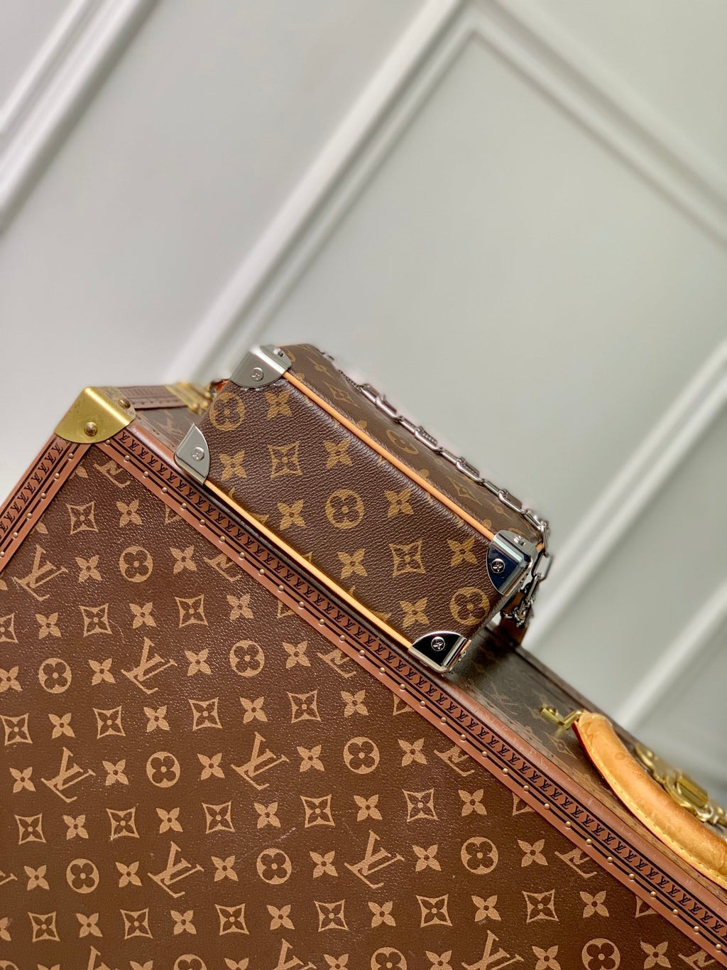 LOUIS VUITTON MINI SOFT TRUNK 18 IN BROWN MONOGRAM MACASSAR CANVAS