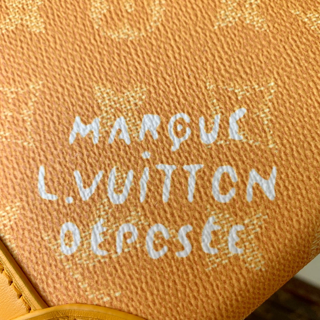 LOUIS VUITTON STEAMER 18 IN PEPPER ORANGE MONOGRAM HERITAGE CANVAS GOLD HARDWARE