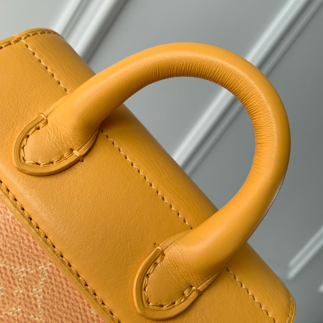 LOUIS VUITTON STEAMER 18 IN PEPPER ORANGE MONOGRAM HERITAGE CANVAS GOLD HARDWARE