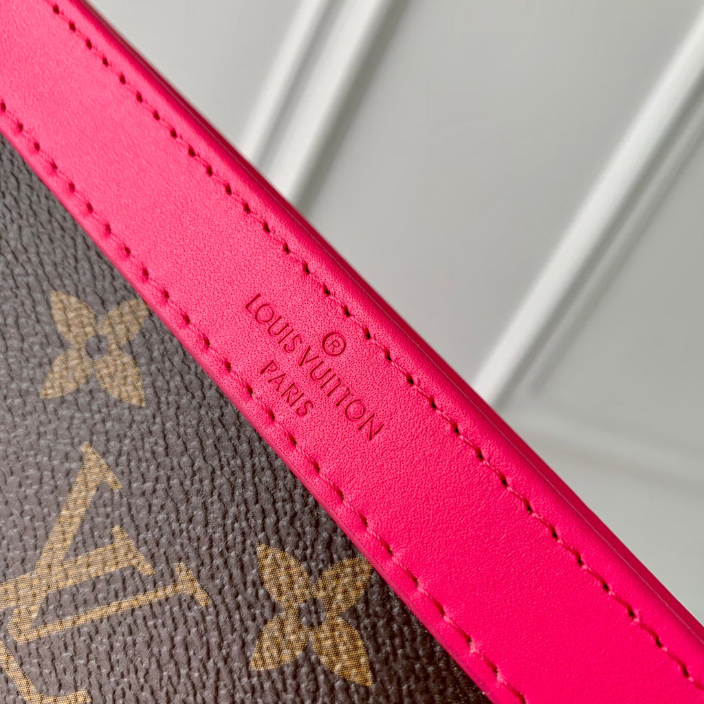 LOUIS VUITTON GASTON WEARABLE WALLET 18 IN BROWN MONOGRAM CANVAS MIX PINK CALFSKIN