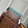 LOUIS VUITTON GASTON WEARABLE WALLET 18 IN BROWN MONOGRAM CANVAS MIX GREEN CALFSKIN