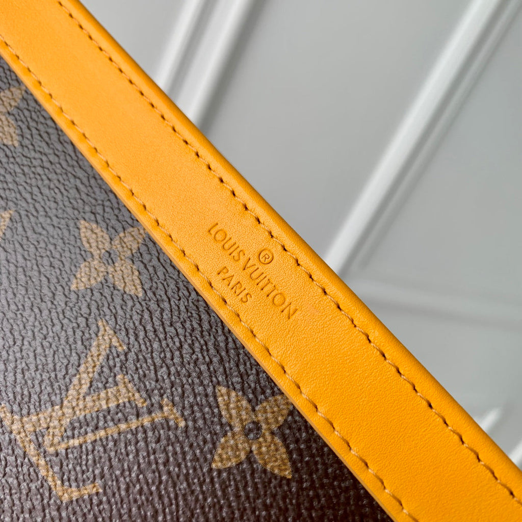 LOUIS VUITTON GASTON WEARABLE WALLET 18 IN BROWN MONOGRAM CANVAS MIX YELLOW CALFSKIN
