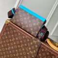 LOUIS VUITTON GASTON WEARABLE WALLET 18 IN BROWN MONOGRAM CANVAS MIX SKY CALFSKIN