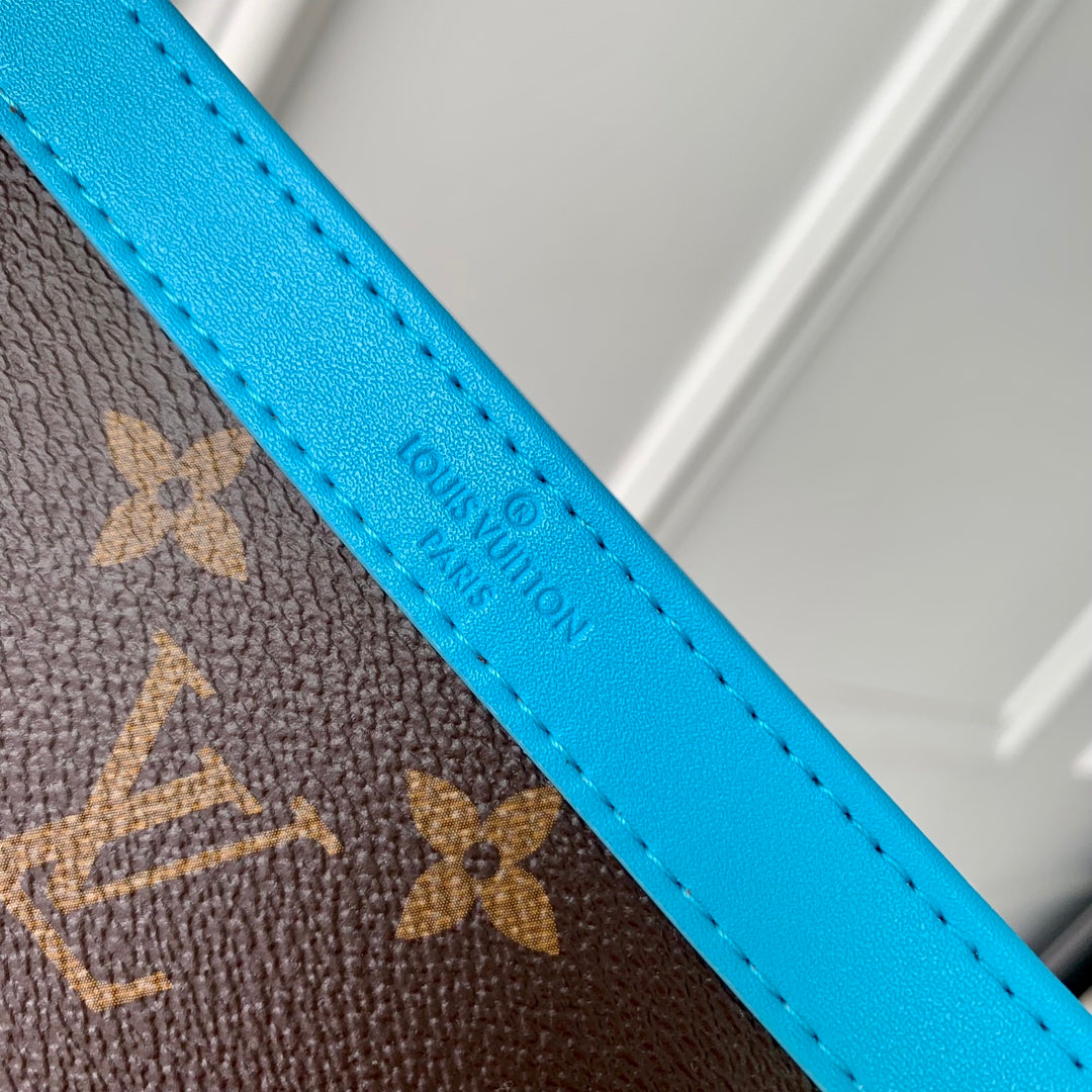 LOUIS VUITTON GASTON WEARABLE WALLET 18 IN BROWN MONOGRAM CANVAS MIX SKY CALFSKIN