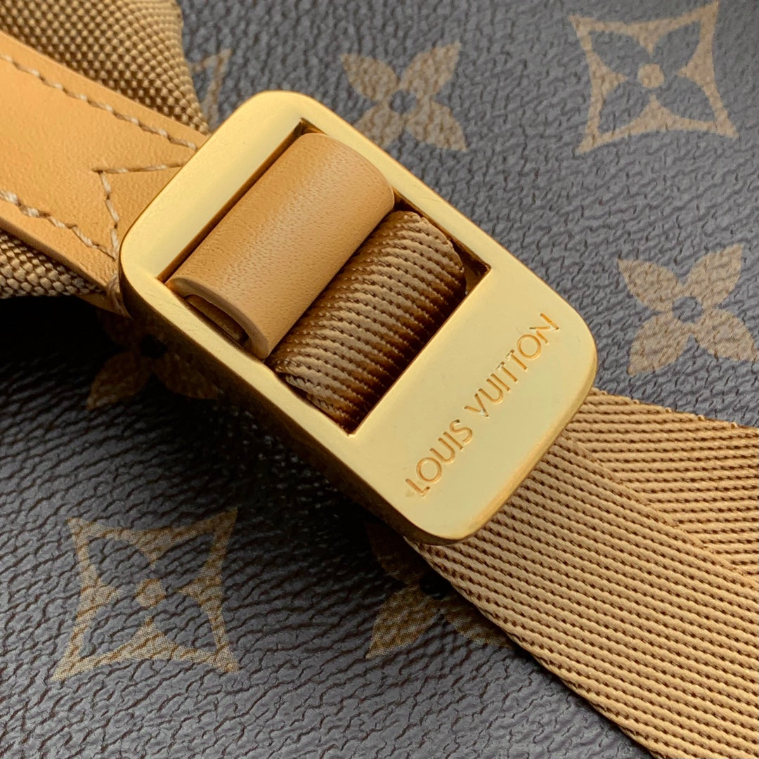 LOUIS VUITTON OUTDOOR BACKPACK 44 IN BEIGE CALFSKIN AND BROWN MONOGRAM CANVAS