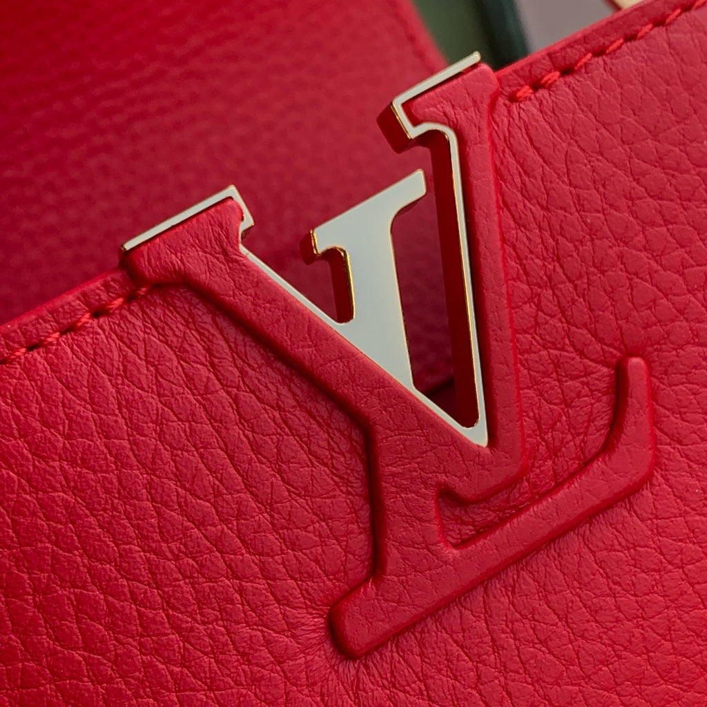 LOUIS VUITTON CAPUCINES MINI 23 IN RED TAURILLON GOLD HARDWARE