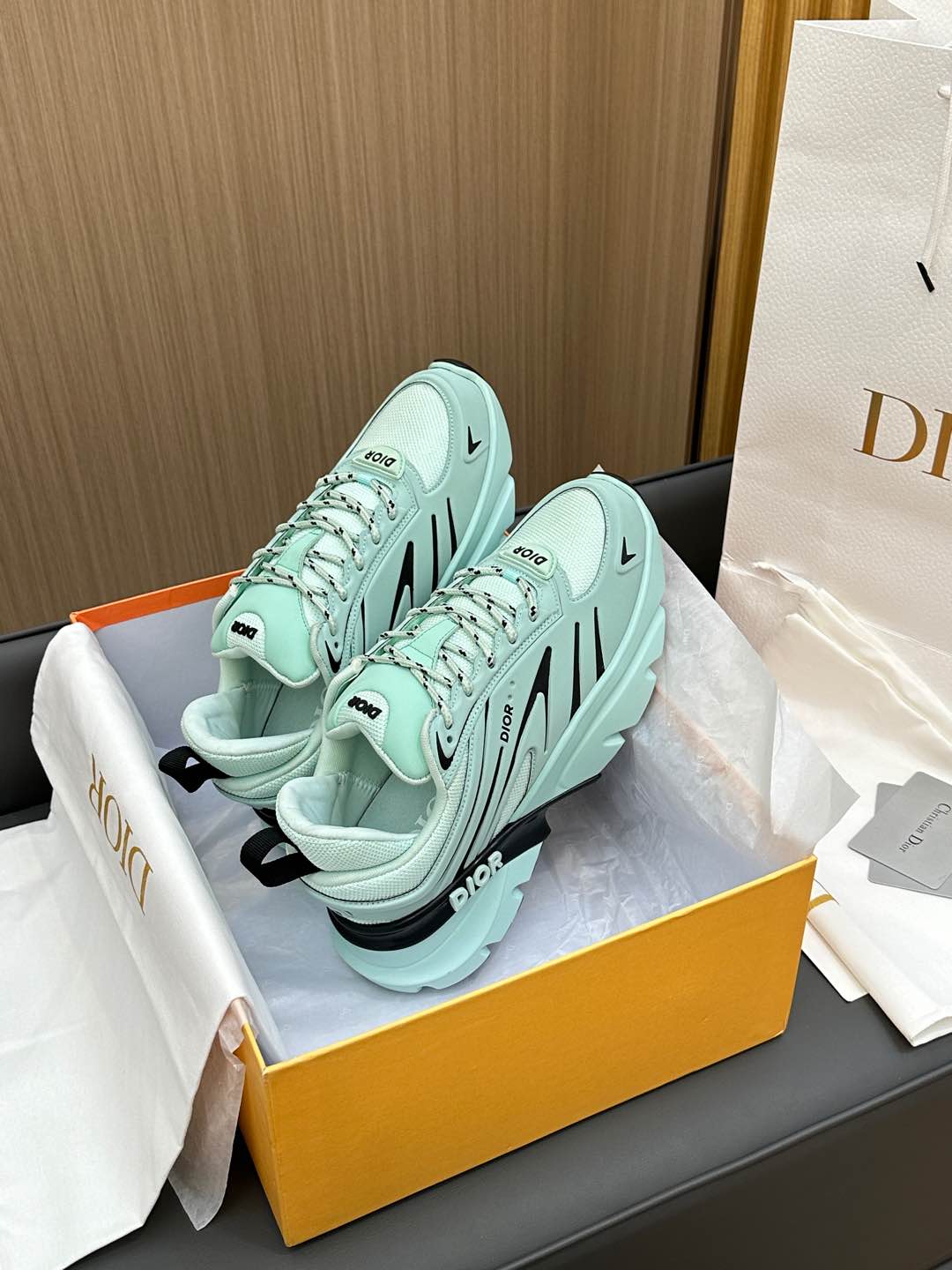 DIOR B44 BLADE SNEAKER AQUAMARINE BLUE TECHNICAL MESH AND TECHNICAL FABRIC