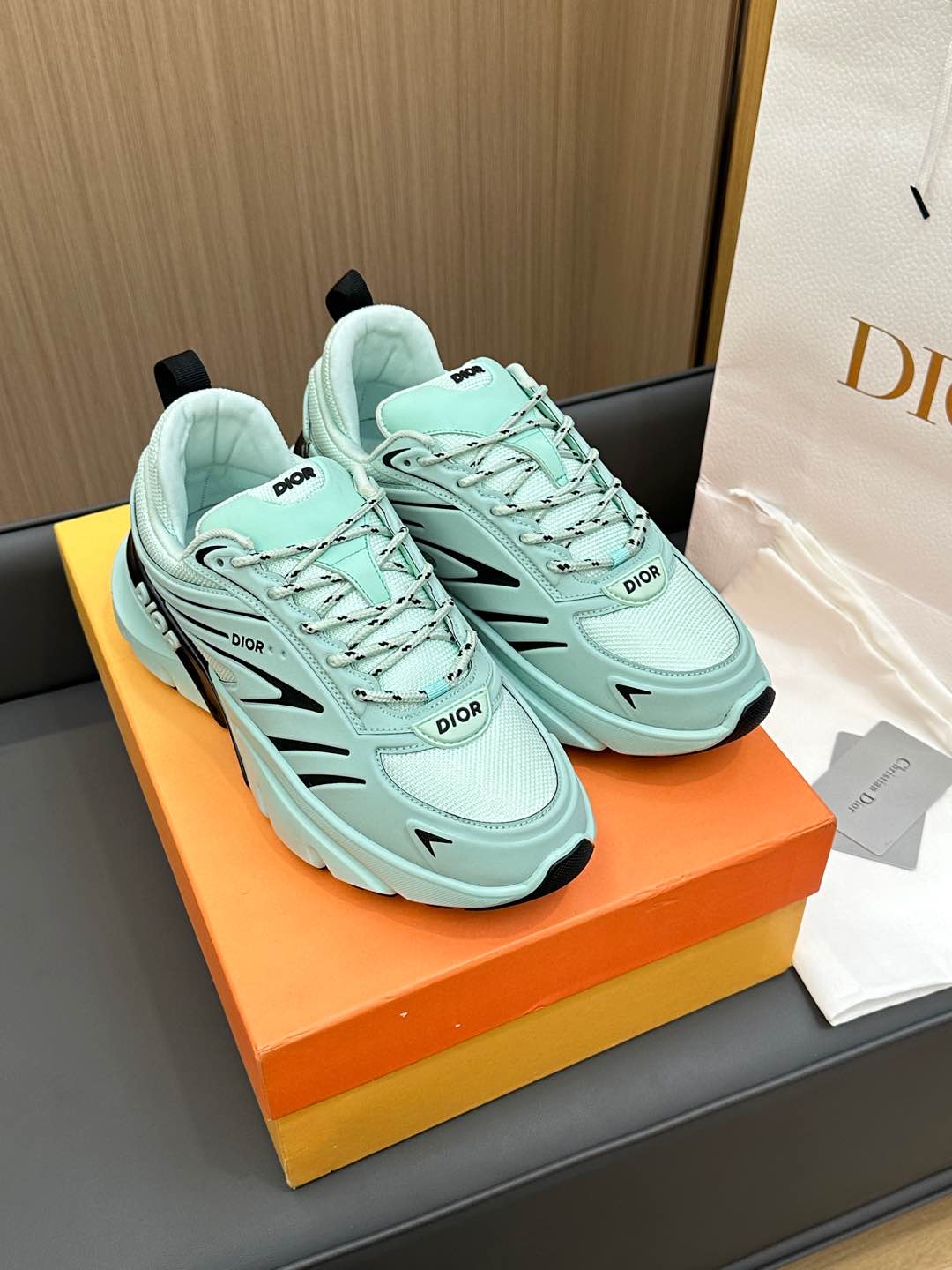 DIOR B44 BLADE SNEAKER AQUAMARINE BLUE TECHNICAL MESH AND TECHNICAL FABRIC