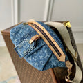 LOUIS VUITTON HIGH RISE 38 IN BLUE MONOGRAM DENIM GOLD HARDWARE