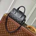 LOUIS VUITTON SPEEDY BAG 18 IN BLACK MONOGRAM COATED CANVAS BLACK HARDWARE