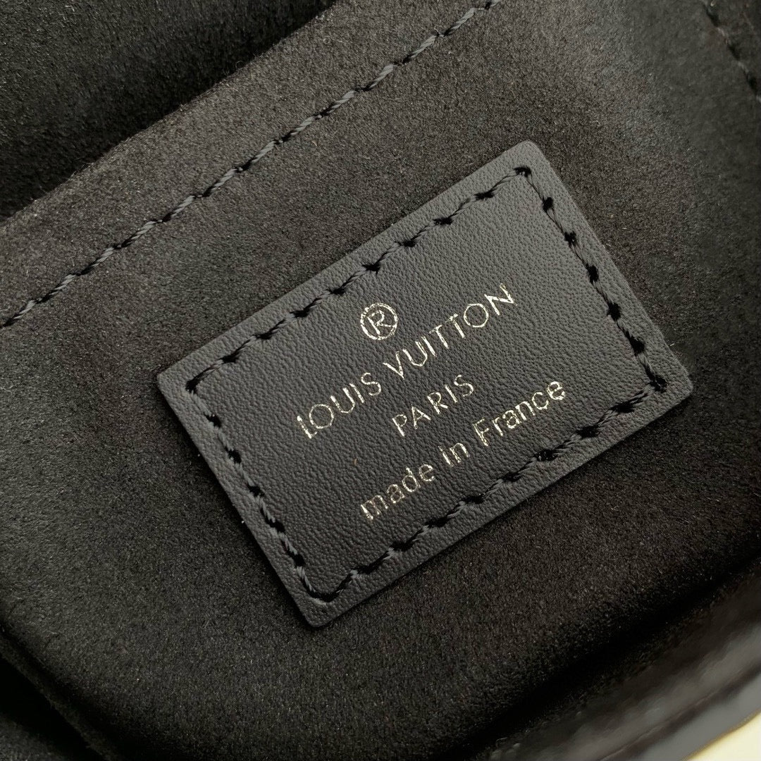 LOUIS VUITTON CAMERA BOX VIVE BAG 17 IN BLACK MONOGRAM CALFSKIN SILVER-TONE METALLIC