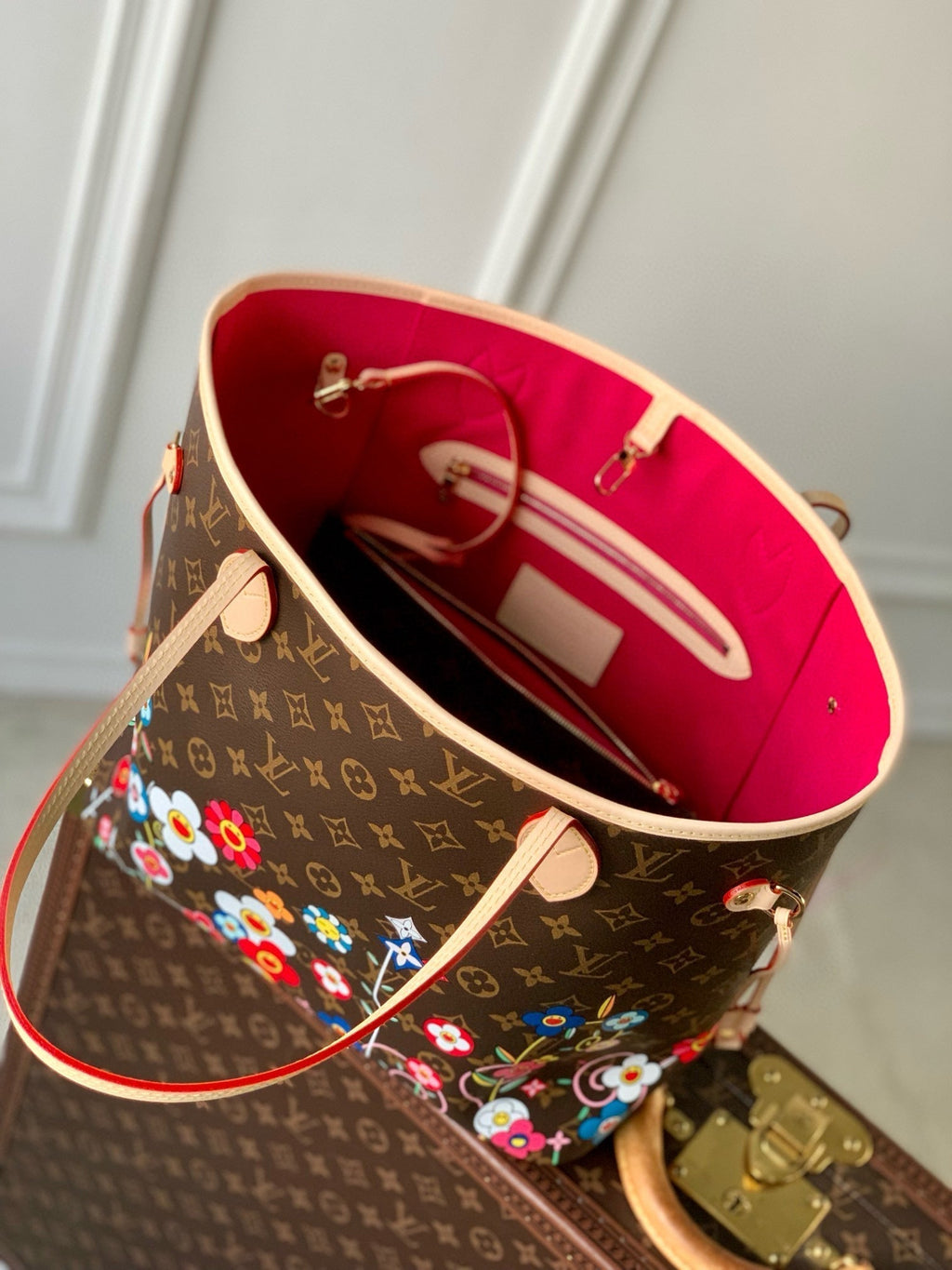 LOUIS VUITTON NEVERFULL TOTE BAG 31 IN MULTICOLOR FLORAL CANVAS