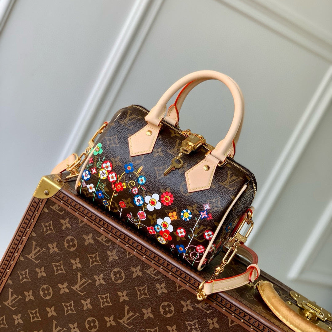 LOUIS VUITTON SPEEDY BANDOULIÈRE 20 BAG IN MULTICOLOR FLORAL CANVAS