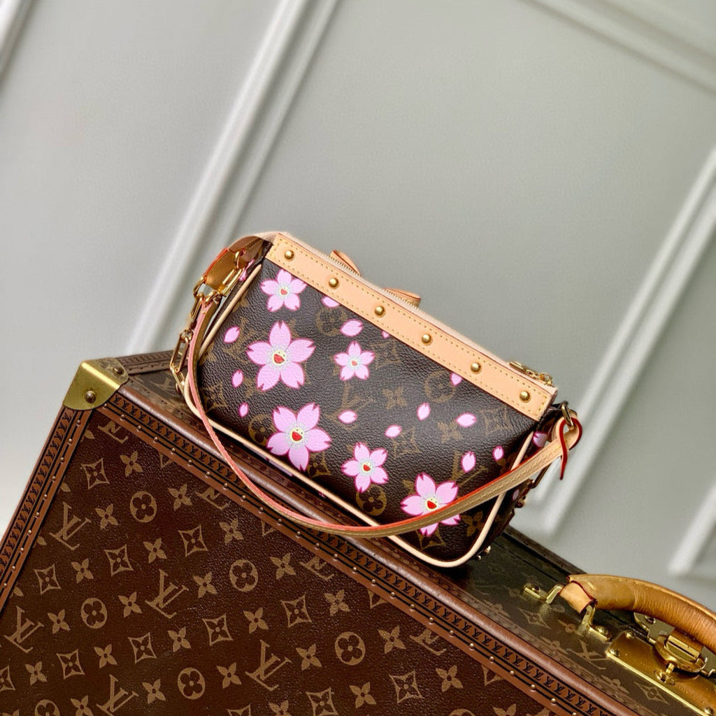 LOUIS VUITTON POCHETTE ACCESSOIRES BAG 22 IN SAKURA BROWN MONOGRAM COATED CANVAS