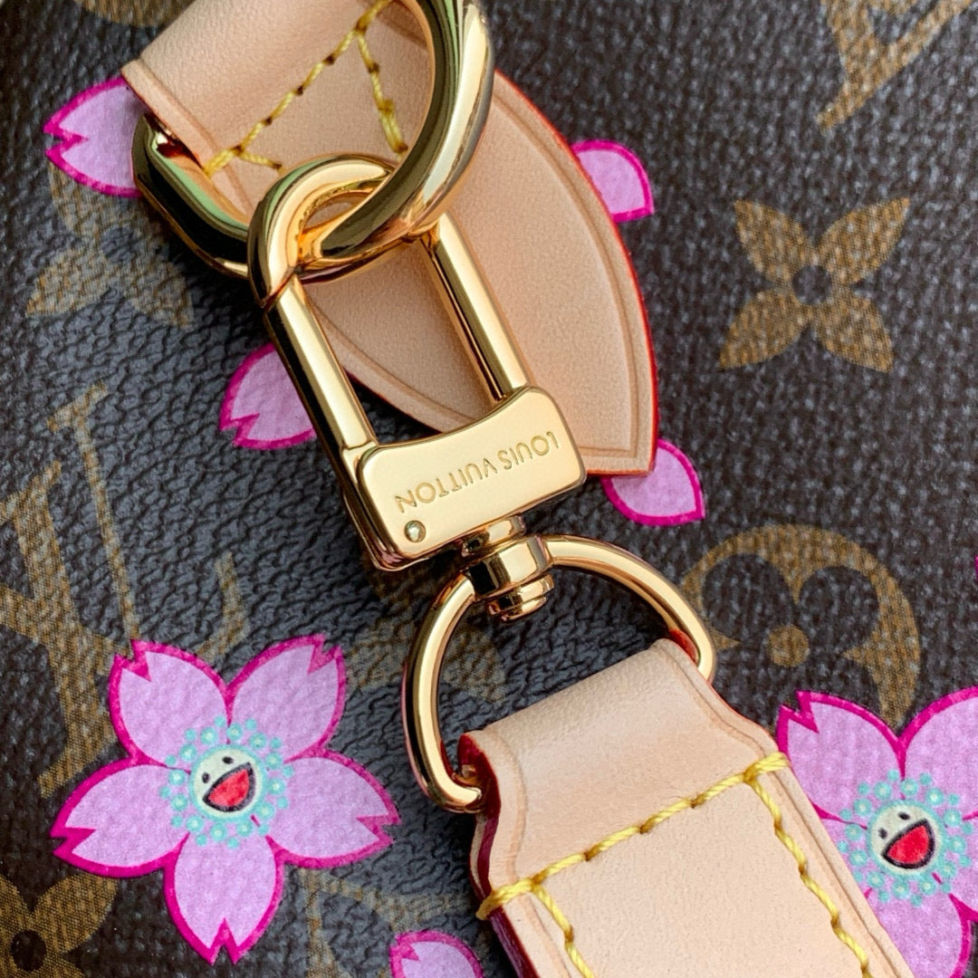 LOUIS VUITTON SPEEDY BANDOULIÈRE CHERRY BLOSSOM 25 IN SAKURA BROWN MONOGRAM COATED CANVAS