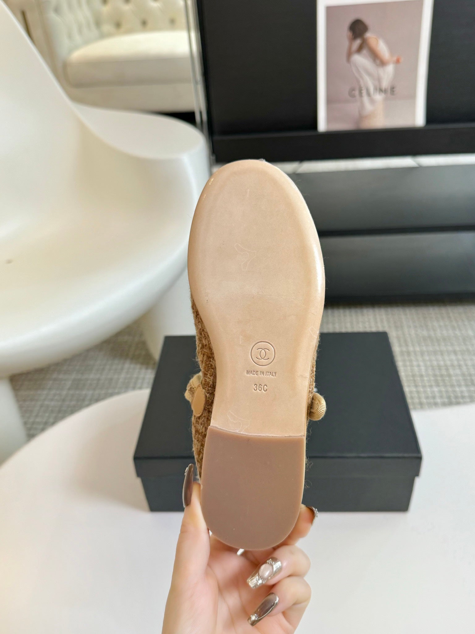 CHANEL MARY JANE SHOES GRANOLA YELLOW WOOL TWEED