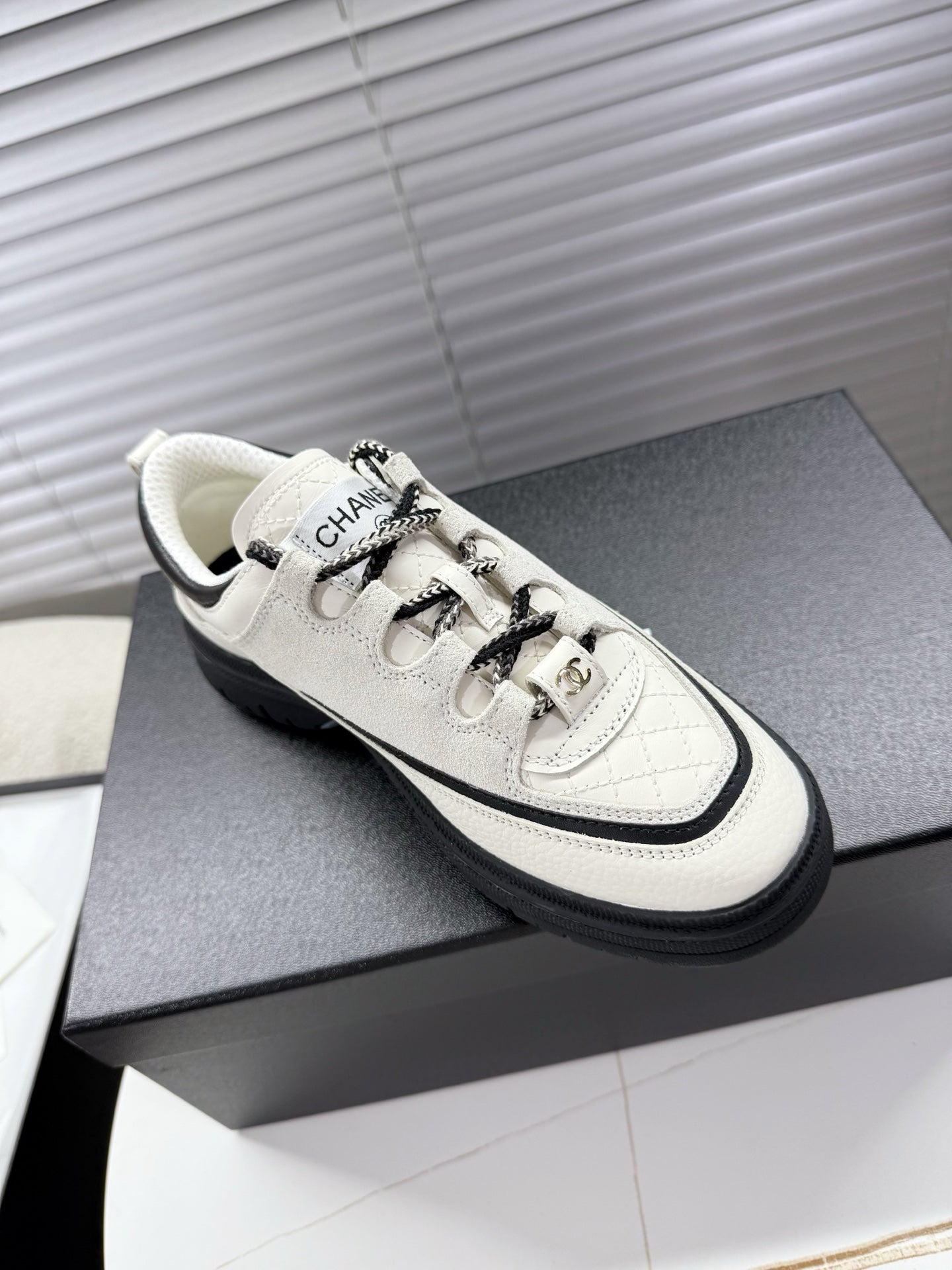 CHANEL 25S SNEAKERS 35MM IN WHITE CALFSKIN