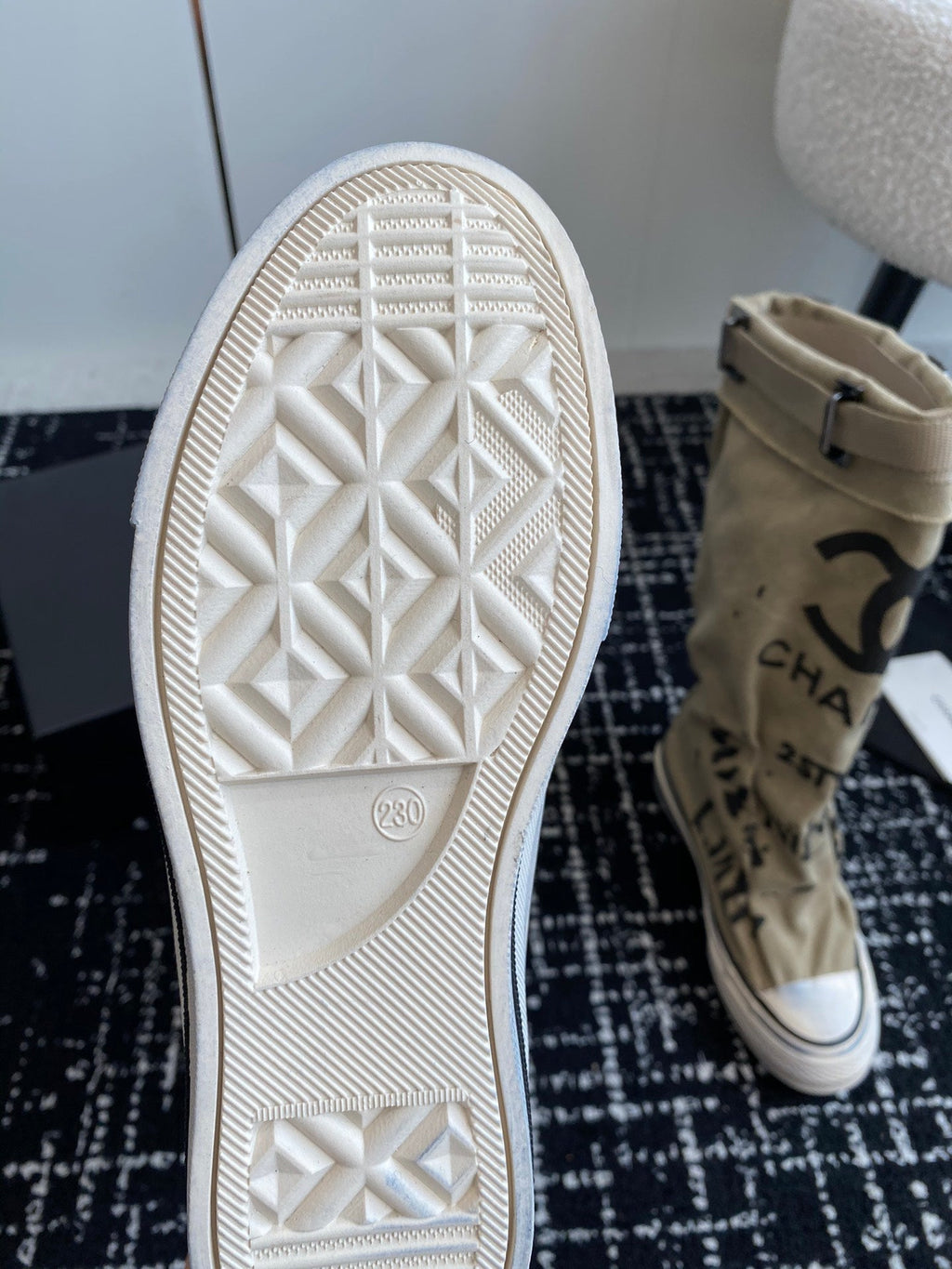 CHANEL HIGH BOOTS IN TORTILLA BROWN CANVAS