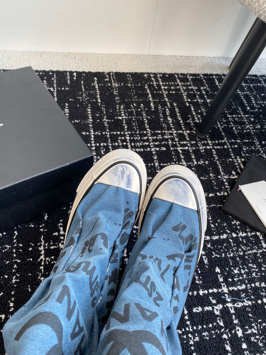 CHANEL HIGH BOOTS IN OCEAN BLUE CANVAS