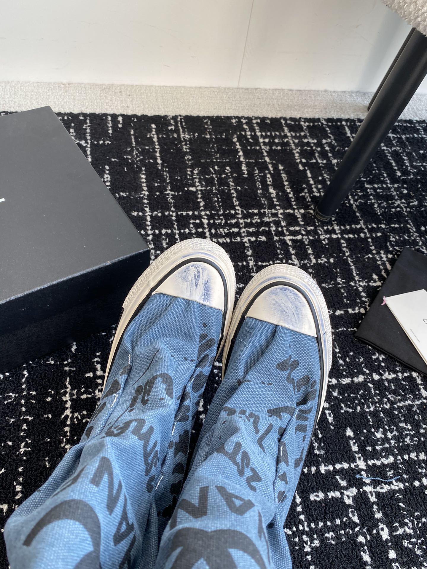 CHANEL HIGH BOOTS IN OCEAN BLUE CANVAS
