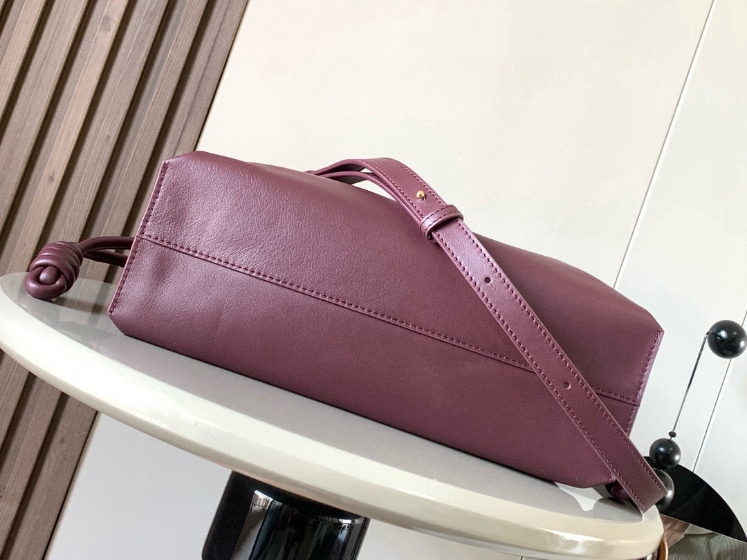 LOEWE 25S LARGE FLAMENCO CLUTCH BAG 30 IN DARK ROSEWOOD CALFSKIN